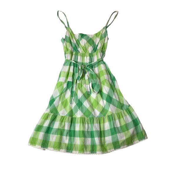 SO Green White Plaid Spaghetti Strap Mini Sundress Medium - Picture 4 of 7